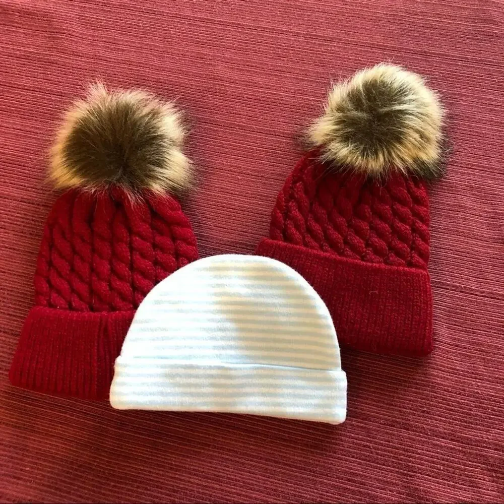 New fur ball hat 0-36 months